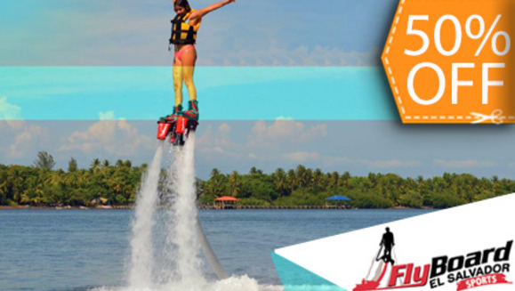 [Image: ¡Paga $60 en lugar de $120 por 1 Hora de Flyboard en la Costa del Sol con Flyboard El Salvador Sports! ¡Solo 63 Cupones Disponibles!m]