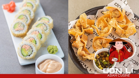 [Imagen:¡Paga $24 en Lugar de $48 por Banquete de Sushi hasta para 5 Personas que Incluye: 1 Crunchy Crab Roll + 1 Honolulu Roll + 1 Manhattan Roll + 1 Char Siu Roll + 1 California Roll + 1 Orden de Wantanes de Pollo + 1 Pichel De Té Helado!]