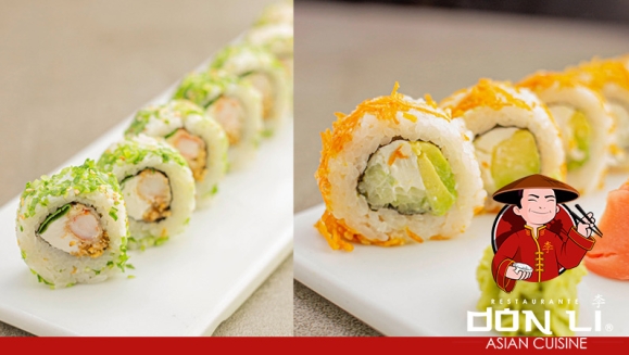 [Imagen:¡Paga $24 en Lugar de $48 por Banquete de Sushi hasta para 5 Personas que Incluye: 1 Crunchy Crab Roll + 1 Honolulu Roll + 1 Manhattan Roll + 1 Char Siu Roll + 1 California Roll + 1 Orden de Wantanes de Pollo + 1 Pichel De Té Helado!]