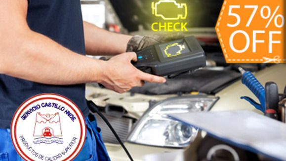 [Image: ¡Paga $15 en lugar de $35 por Escaneo Computarizado de Vehículo (Check Engine) + Alineado, Balanceo y Rotación de Llantas + Revisión de Frenos + Revisión de Sistema de Escape y Enfriamiento de Motor + Revisión de 5 Puntos en Taller Castillo Hermanos!m]