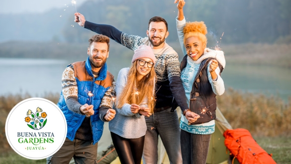 [Image: ¡Paga $30 en Lugar de $60 por Camping Navideño al Aire Libre para 2 con: 1 Tienda de Campaña con 2 Colchonetas + Show Artístico con Baile, Dinámicas, Llegada de Santa Claus y Quema de Pólvora + 2 Cenas + Fogata y Más! ¡Solo 23 Cupones Disponibles!m]