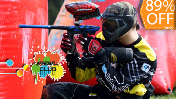 [Image: ¡Día de Paintball para Hasta 5 personas! ¡Paga $12 en lugar de $112 por Paquete de Paintball que Incluye: Uso de Campo + 125 Paintballs + Alquiler de 5 Marcadoras + 5 Máscaras + 5 Chalecos + Pases de Aire Ilimitado en Speedball Club!m]