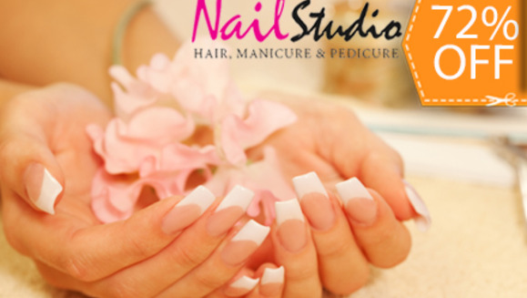 [Image: ¡Paga $12.50 en lugar de $45 por Set de Uñas Acrílicas OPI + Exfoliación + Brillo UV + Manicure + Maquillaje en Manos o Pies en Nail Studio!m]