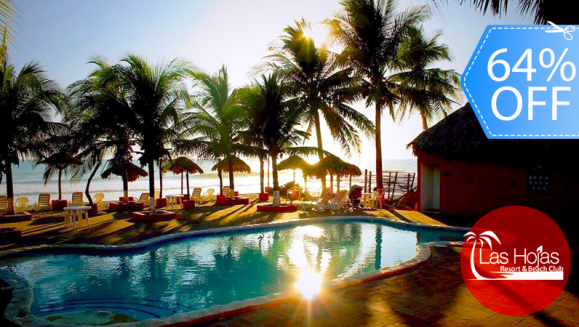 [Image: ¡Paga Q399 en vez de Q1,119 por Estadía de 1 Noche Hasta para 4 Personas en Bungalow Junior en el Exclusivo Las Hojas Resort Beach and Club en la Costa del Sol, El Salvador!m]