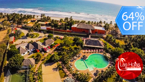 [Image: ¡Paga Q399 en vez de Q1,119 por Estadía de 1 Noche Hasta para 4 Personas en Bungalow Junior en el Exclusivo Las Hojas Resort Beach and Club en la Costa del Sol, El Salvador!m]
