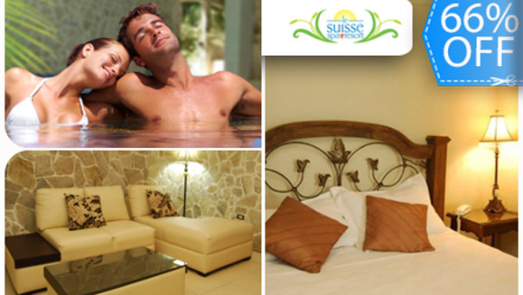 [Image: ¡Paga Q599 en vez de Q1,765 por Estadía Romántica para 2 Personas + Botella de Vino + Decoración Especial + Día de Spa con Masajes, Exfoliaciones, Mascarillas + Sauna + Jacuzzi Ilimitado y Más en Le Suisse Spa!m]