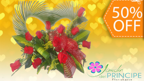 [Image: ¡Paga $23.50 en lugar de $47 por Arreglo Floral de Rosas Naturales en forma de Corazón en Floristería Jardín del Príncipe! ¡SÓLO 103 CUPONES DISPONIBLES!m]