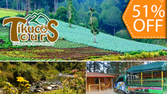 [Image: ¡Paga $32 en vez de $65 por tour en Chalatenango para 2 personas que incluye visita y entrada a Rio Sumpul, Campo de Hortalizas y Taller de artesanías + Degustación de Chaparro + Almuerzo en Cabañas El Pinabete con TIKUCOS TOURS! ¡SÓLO 103 CUPONES!m]