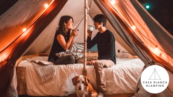 [Image: ¡Paga Q699 en Lugar de Q1,028 por Estadía para 2 Personas en Carpa de Lujo Equipada con: Deck Privado + Camas + Baño + Churrasquera + Utensilios de Cocina + Filtro de Agua + Fogata + Uso de Jacuzzi y Más!m]