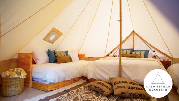 [Image: ¡Paga Q799 en Lugar de Q1,195 por Estadía para 4 en Carpa de Lujo Equipada con: Deck Privado + Camas + Baño + Churrasquera + Utensilios de Cocina + Filtro de Agua + Fogata + Uso de Jacuzzi y Más!m]
