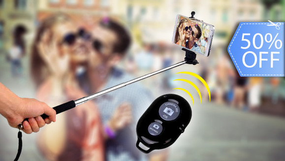 [Image: #ButFirstLetMeTakeASelfie ¡Paga Q225 en vez de Q450 por Selfie Stick (Brazo Extensible) con Clip Ajustable y Control Bluetooth para Fotos!m]