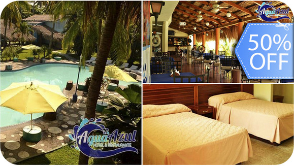 [Image: ¡Paga Q295 en vez de Q590 por Estadía para 2 Adultos y 2 Niños en Habitación Doble en Agua Azul Hotel y Restaurante en el Puerto de San José!m]