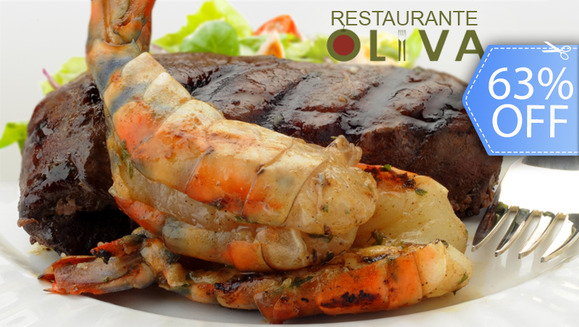 [Image: ¡Paga Q159 en vez de Q430 por Exquisito Menú Mar y Tierra de 1 1/2 Libras para 2 Personas con Lomito y Camarones + Ensalada + Pan + 2 Bebidas a Elección en Oliva Restaurante!m]