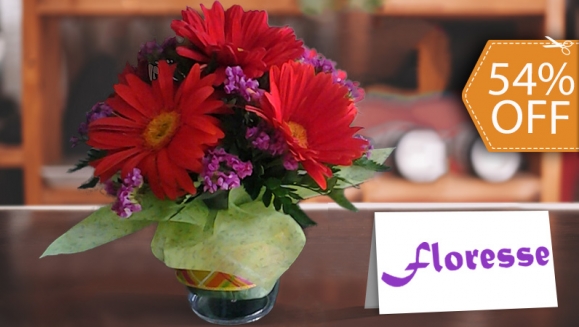 [Image: ¡Paga $16 en vez de $35 por Arreglo Floral de Gerberas en Base Acrílica en Floresse Flores y Jardines! ¡SÓLO 153 CUPONES DISPONIBLES!m]