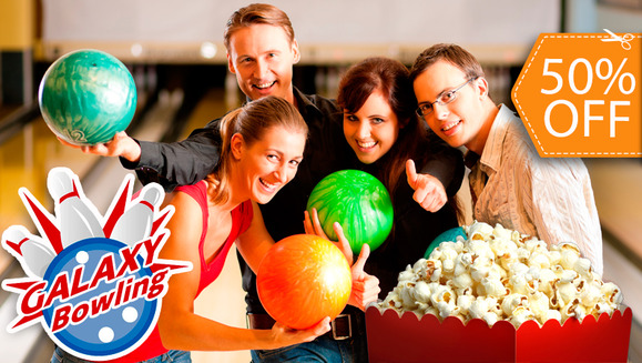 [Image: ¡Paga $12 en vez de $24 por 1 Hora de Boliche + 5 Pares de Zapatos + 1 Bowl de Pop Corn en Galaxy Bowling!m]