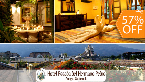 [Image: ¡Paga $43 en vez de $100 por Estadía de 1 Noche para 2 Personas en Habitación Doble + 2 Desayunos Buffet en Hotel Posada del Hermano Pedro, Antigua Guatemala!m]