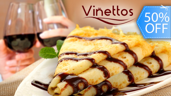 [Image: ¡Paga Q45 en vez de Q90 por 1 Crepa Dulce a Elección + 2 Copas de Vino en Viñettos!m]