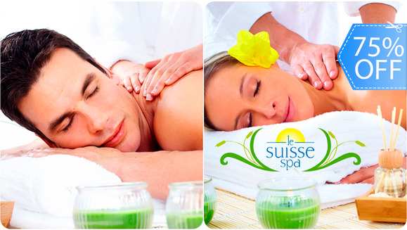 [Image: ¡Paga Q189 en lugar de Q756 por Día de Spa con Uso Ilimitado (Sauna, Jacuzzi e Hidroterapia) + Masaje Relajante Profundo +  Reflexología (enfocado en puntos de manos y pies) + Mascarilla Facial Mineralizante + Té Relajante en Le Suisse Spa!m]