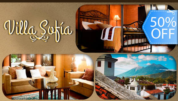 [Image: ¡Paga Q399 en vez de Q800 por Estadía de 1 Noche para 2 Personas en Jr. Suite + 2 Desayunos + Uso de Jacuzzi Colonial en Hotel Boutique Villa Sofía en La Antigua!m]