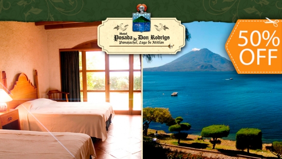 [Image: ¡Paga $91 en vez de $183 por Estadía de 1 Noche para 2 Personas + Cóctel de Bienvenida + Uso de Instalaciones con Sauna, Piscina, Hamacas, Vista al Lago y Más en Hotel Posada de Don Rodrigo Panajachel, en Lago de Atitlán!m]