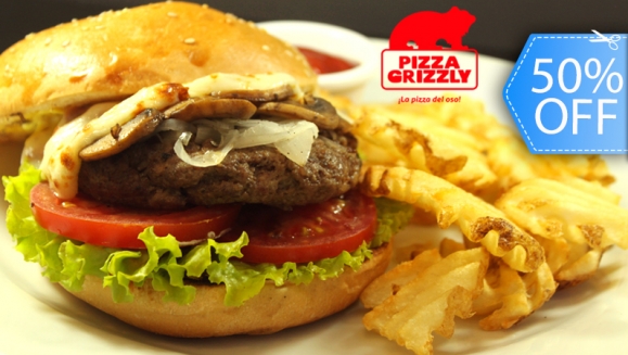 [Image: ¡Paga Q70 en vez de Q140 por 2 Deliciosos Combos que Incluyen: 2 Hamburguesas Premium  a Elección + 2 Porciones de Papas Fritas + 2 Tés Fríos con Refill en Pizza Grizzly!m]