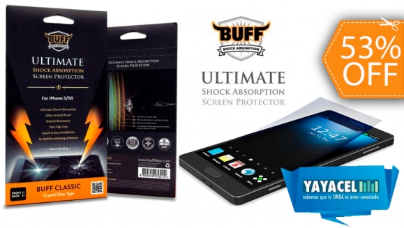 [Image: ¡Paga $7 en lugar de $14.99 por  Protector para Pantalla de Smartphone Contra Golpes de la Marca  “BUFF Ultimate Shock Absorption” en Yayacel Plaza Merliot!m]