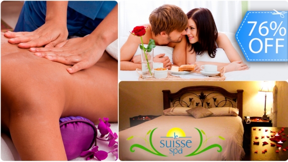 [Image: ¡Paga Q374 en vez de Q1,550 por Estadía para 2 Personas en Habitación con Chimenea + Día de Spa para 2 (Masajes de Bambuterapia, Mascarillas Faciales, Té Relajante) + Uso de Instalaciones en Le Suisse Spa!m]