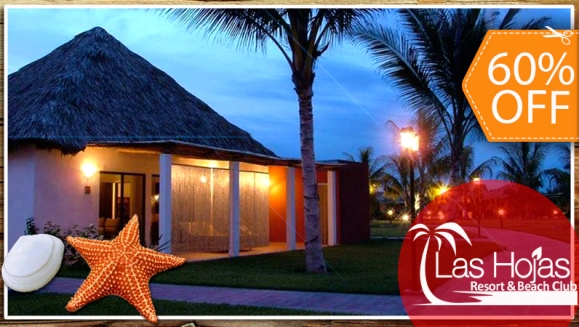 [Image: ¡Paga $60 en vez de $149 por Estadía de 1 Noche Hasta para 4 Personas en Bungalow Junior en el Exclusivo Las Hojas Resort Beach and Club!m]