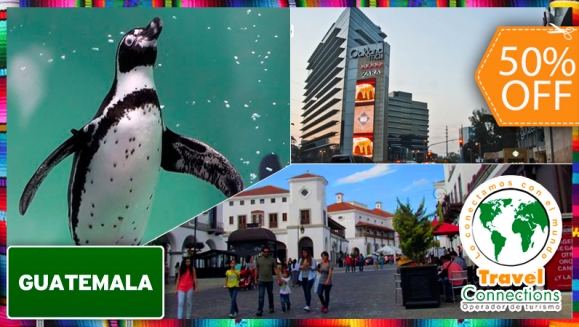 [Image: ¡Paga $30 en lugar de $60 por Tour Guiado a Guatemala que incluye: Transporte Ejecutivo + Visita al Zoológico La Aurora + Visita a Oakland Mall + Visita a Paseo Cayalá + Snacks a Bordo con Travel Connections! ¡Sólo 99 CUPONES DISPONIBLES!m]