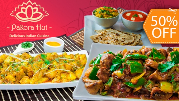 [Image: ¡Auténtica comida de la India! ¡Paga $15 y consume $30 en todo el Exquisito Menú de Pakora Hut!m]