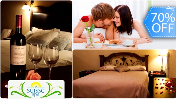 [Image: ¡Paga Q449 en vez de Q1,520 por Estadía para 2 Personas en Habitación con Chimenea + Día de Spa para 2 (Masajes Relajantes, Mascarillas Faciales, Té Relajante) + Botella de Vino y Uso de Instalaciones en Le Suisse Spa!m]