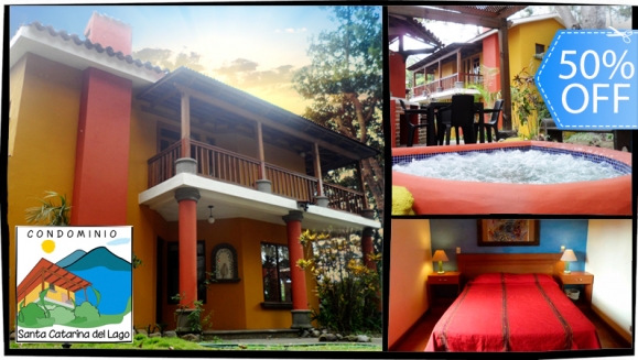[Image: ¡Paga Q780 en lugar de Q1,560 por Estadía de 1 Noche para 6 Personas, Totalmente Equipado con: 2 Habitaciones + Jacuzzi Privado + Cocina + 3 Baños + Churrasquera y Más en Condominio Santa Catarina del Lago en Atitlán!m]