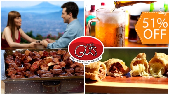 [Image: ¡Paga $23 en lugar de $46.50 por Delicioso Banquete Argentino para 2 que Incluye: Picada de Carne + Orden de Empanadas a Elección + 2 Bebidas a Elección en Che Gus, Casa de Picadas en el El Boquerón!m]