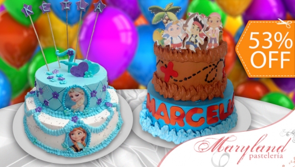 [Image: ¡Paga $29 en vez de $62 por Pastel Decorado de DOS PISOS para 40 personas o 30 Cupcakes con Pin Personalizado en Maryland Pastelería!m]