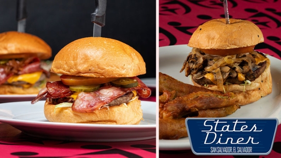 [Image: ¡Paga $14 en Lugar de $25.50 por 2 Hamburguesas Classic Cheeseburger: 1/3 Lb de Carne de Res con Bacon, Mushrooms o Jalapeños + 2 Complementos a Elección entre Papas, Aros de Cebolla, Mac and Cheese, Pepinillos Fritos y Otros + 2 Sodas con Refill!m]