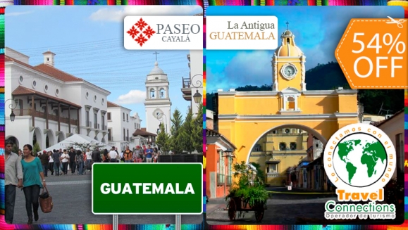 [Image: ¡Paga $30 en lugar de $65 por Tour Guiado a Antigua Guatemala y Paseo Cayalá + Snacks a Bordo +  Asistencia Migratoria con Travel Connections! ¡Sólo 99 cupones disponibles!m]