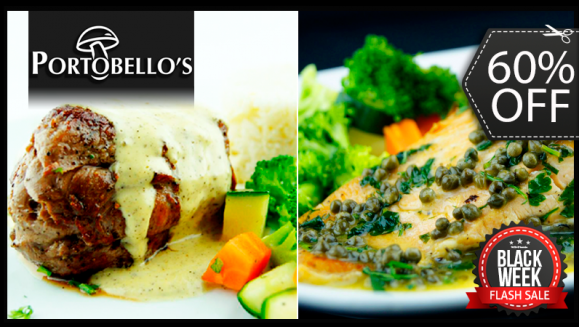 [Image: ¡Paga Q155 en lugar de Q388 por 2  Exquisitos Platos Fuertes a Elección: Lomito ó Salmón + Guarnición + 2 Copas de Vino en Restaurante Portobello’s!m]
