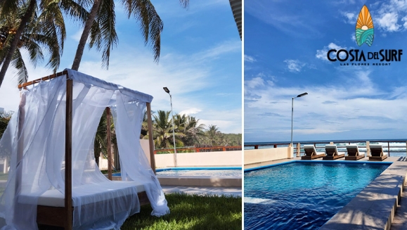 [Image: ¡Paga $50 en Lugar de $100 por 1 Noche para 2 Personas + Desayunos en Hotel Costa del Surf en Playa Las Flores!m]