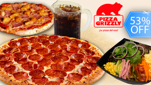 [Image: ¡Paga Q160 en lugar de Q338 por DeliciOso Combo de 2 Pizzas Grandes a Elección + Ensalada del Chef para Compartir + Pichel de Bebida a Elección + Postre de Nuditos Grizzly o Grizzly Breads Dulces en Pizza Grizzly La Jungla!m]