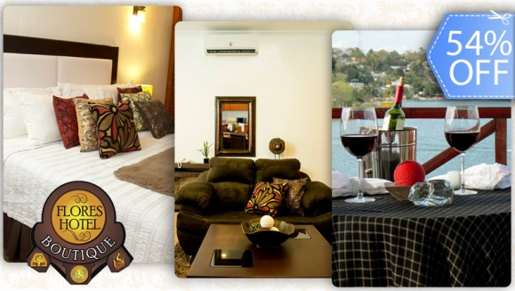 [Image: ¡Paga Q499 en lugar de Q1,080 por Lujosa Estadía de 1 Noche en Suite Tipo Apartamento para 2 Personas + 2 Desayunos en Flores Hotel Boutique en la Hermosa Isla de Flores Petén!m]