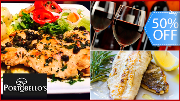 [Image: ¡Paga Q145 en lugar de Q290 por Menú Premium con 2 Exquisitos Platos Fuertes a Elección entre: Mero al Ajillo o Pollo Lafayette + 2 Guarniciones + 2 Copas de Vino, Cervezas o Bebidas Naturales en  Restaurante Portobello´s!m]