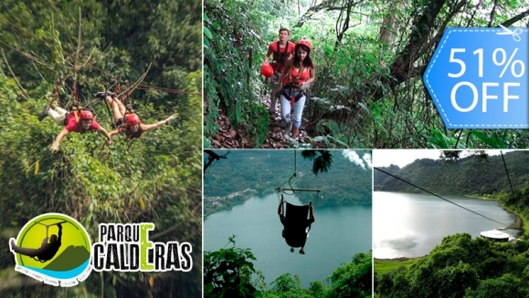 [Image: ¡Paga Q145 en vez de Q295 por 1 día de Aventura con: Canopy de Laguna + Rappel + Columpio Gigante + Balsa con Remos + Caminata en Bosque Virgen en Parque Calderas!m]