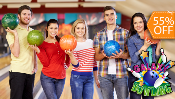 [Image: ¡Paga $10 en lugar de $22 por 1 Hora de Boliche para 5 personas + Alquiler de 5 Pares de Zapatos en Galaxy Bowling!m]