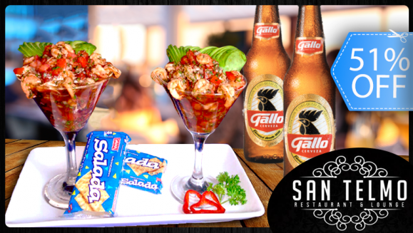 [Image: ¡Paga Q99 en lugar de Q200 por 2 Ceviches Medianos de Camarón + 2 Cervezas Gallo o 2 Gaseosas en Restaurante San Telmo!m]