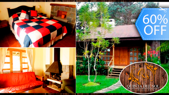[Image: ¡Paga Q420 en vez de Q1,042 por Estadía para 2 personas en Cabaña Jr. Equipada con Sala, Chimenea, Balcón y Más + 2 Desayunos a Elección en Hotel Quinta del Sol!m]