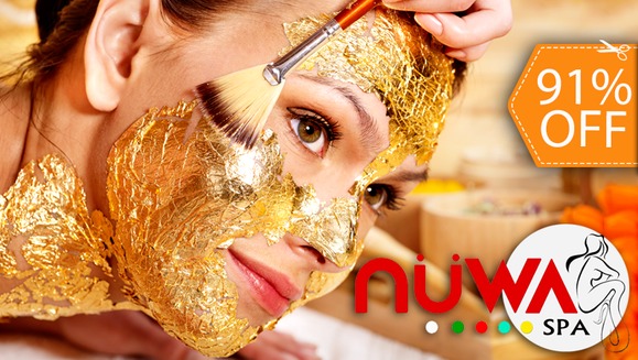 [Image: ¡Paga $29.99 en lugar de $332.97 por Paquete Rejuvenecedor de 24K Oro y Diamante con 2 Faciales Profundos + 2 Exfoliaciones Faciales + 1 Mascarilla de 24K Oro y Diamante + 1 Mascarilla de Algas Verdes + 1 Masaje de Bambú + Sauna y Más en Nüwa Spa!m]