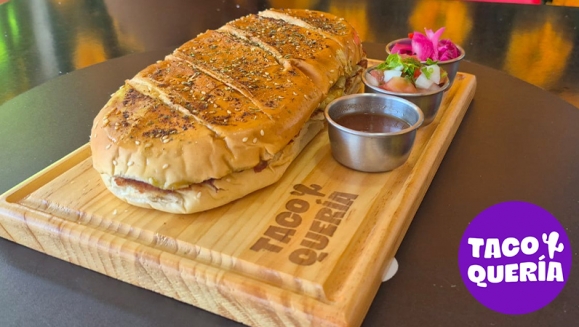 [Image: ¡Paga $13 en Lugar de $21.48 por Festín Mexicano para 2 Personas: 1 Torta a Elección: Pollo, Cerdo o Chorizo + 1 Orden de Tacos a Elección: Pollo, Cerdo o Chorizo + 1 Entrada de Nachos Revolcados!m]