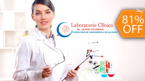 [Image: ¡Paga $25 en lugar de $135 por Paquete de 19 Exámenes de Laboratorio que incluye: Glucosa, Colesterol, Triglicéridos, Ácido Úrico, Nitrógeno de Urea, Creatinina y Más + Evaluación Integral en Laboratorio Clínico Dr. Sancho Colombari!m]