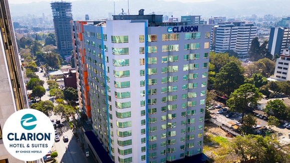 [Image: ¡Vacaciones de Lujo en la Ciudad de Guatemala! ¡Paga $110 en Lugar de $176.87 por Estadía en Clarion Hotel &amp; Suites: Suite Deluxe Doble Hasta Para 2 Adultos y 2 Niños + 2 Desayunos y Más! ¡Solo 13 Cupones Disponibles!m]