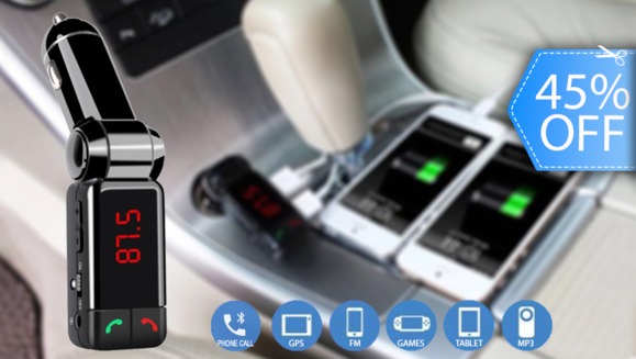 [Image: ¡Paga Q165 en lugar de Q300 por Transmisor Bluetooth FM para Escuchar Música y Contestar Llamadas desde tu Smartphone o USB en la Radio de tu Auto + Bluetooth + Cargador de Celular!m]